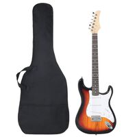 vidaXL Elektrisk gitar for nybegynnere med veske brun og hvit 4/4 39"
