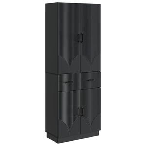 vidaXL Skapsett 2 pcs Svart Konstruert tre