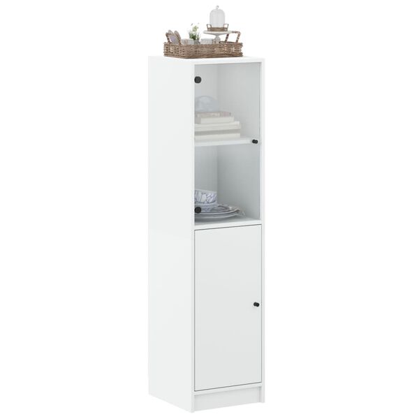 vidaXL Highboard med glassd&oslash;rer hvit 35x37x142 cm