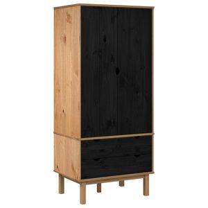 vidaXL Garderobeskap med d&oslash;r OTTA Svart 76,5 x 53 x 172 cm Heltre furu