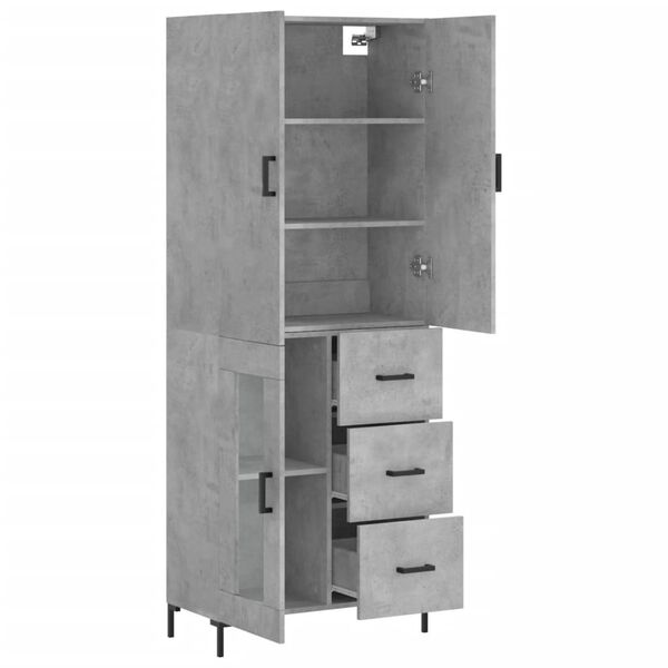 vidaXL Highboard betonggr&aring; 69,5x34x180 cm konstruert tre