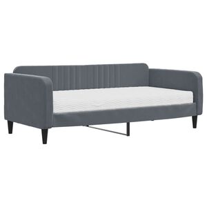 vidaXL Dagseng med madrass m&oslash;rkegr&aring; 90x190 cm fl&oslash;yel