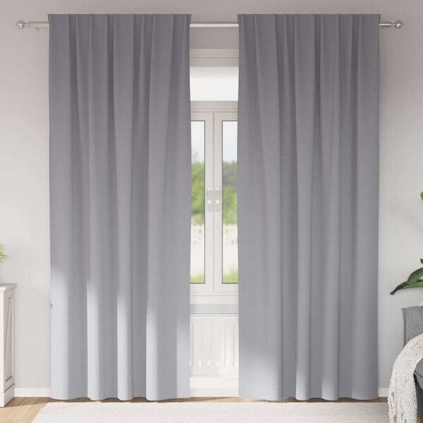 vidaXL M&oslash;rkleggende Gardiner med Ringer 2 pcs Lysegr&aring; 260 x 140 cm