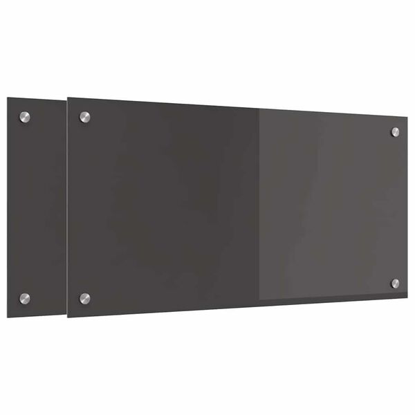 vidaXL Kj&oslash;kkenbakplate 2 pcs M&oslash;rkegr&aring; 80 x 40 cm herdet glass