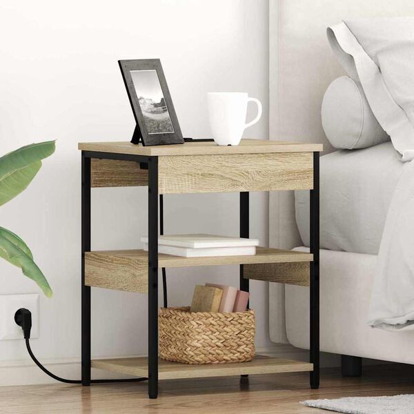 vidaXL Nattbordskap Sonoma eik 41 x 31 x 51 cm Konstruert tre