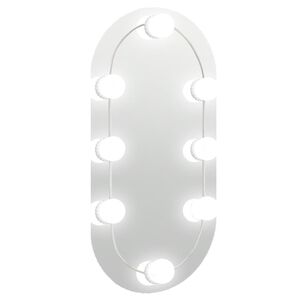 vidaXL Speil med LED-lys 40x20 cm glass oval