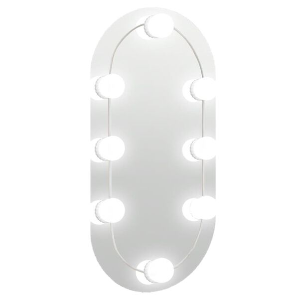 vidaXL Speil med LED-lys 40x20 cm glass oval