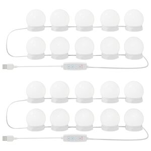 vidaXL Speillamper 2 pcs Hvit 4,5 x 4,5 x 4,8 cm Plast