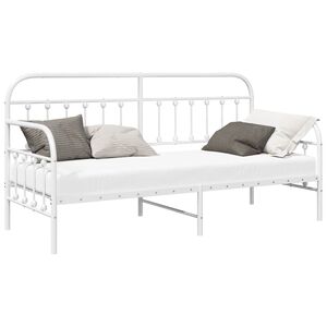 vidaXL Dagsengeramme Hvit 75 x 190 cm Pulverlakkert st&aring;l
