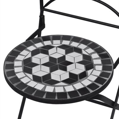 vidaXL Sammenleggbare bistrostoler 2 stk keramikk svart og hvit