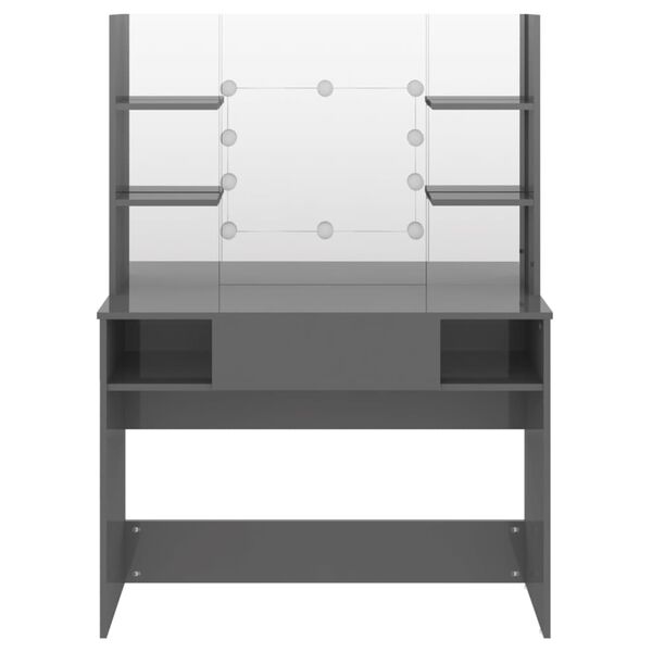 vidaXL Sminkebord med LED-lys 100x40x135 cm MDF blank grå