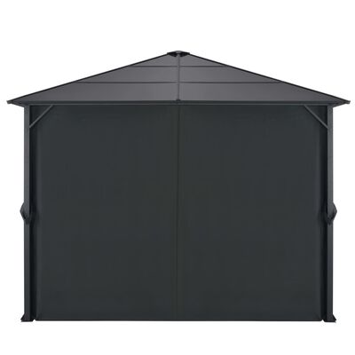 vidaXL Paviljong med gardin aluminium 3x3 m svart