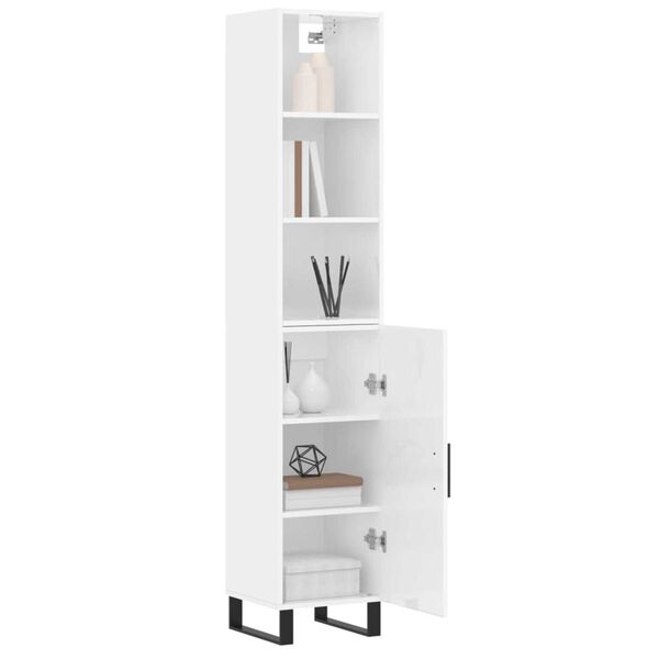 vidaXL Highboard h&oslash;yglans hvit 34,5x34x180 cm konstruert tre
