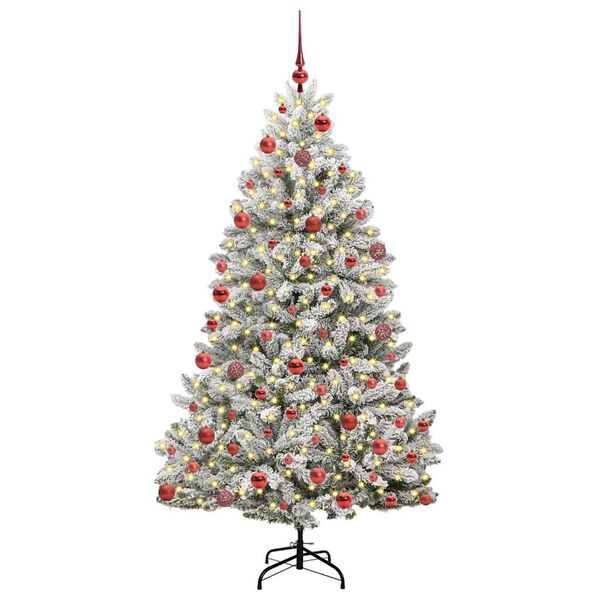 vidaXL Kunstig juletre med 300 LED Gr&oslash;nn og hvit 180 cm PVC og metall