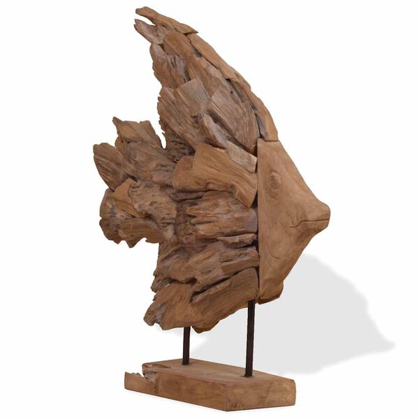 vidaXL Fiskeskulptur teak 40x12x57 cm