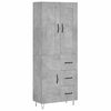 vidaXL Highboard betonggr&aring; 69,5x34x180 cm konstruert tre