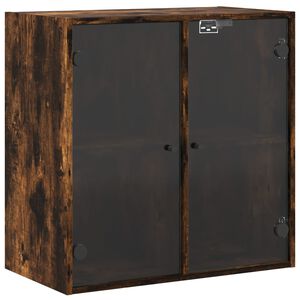vidaXL Sideskap med glassd&oslash;rer r&oslash;kt eik 68x37x68,5 cm