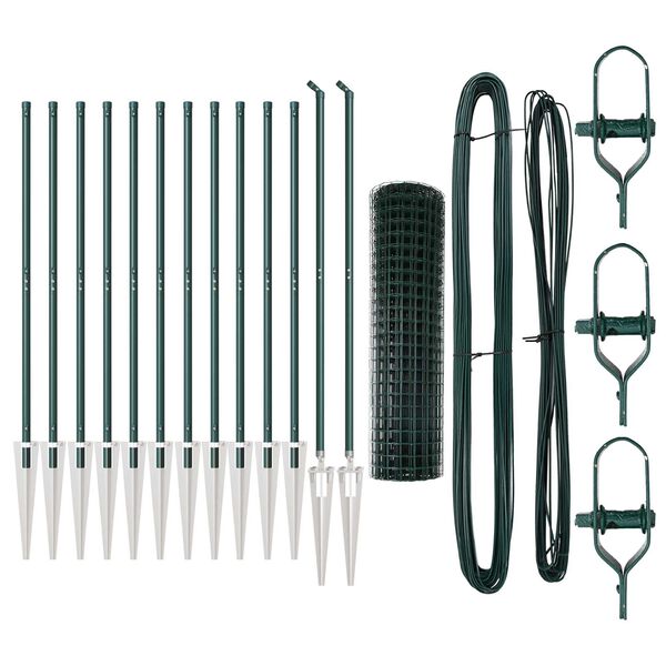 vidaXL Gjerde med stolpe gr&oslash;nn 1 x 25 m St&aring;l og PVC