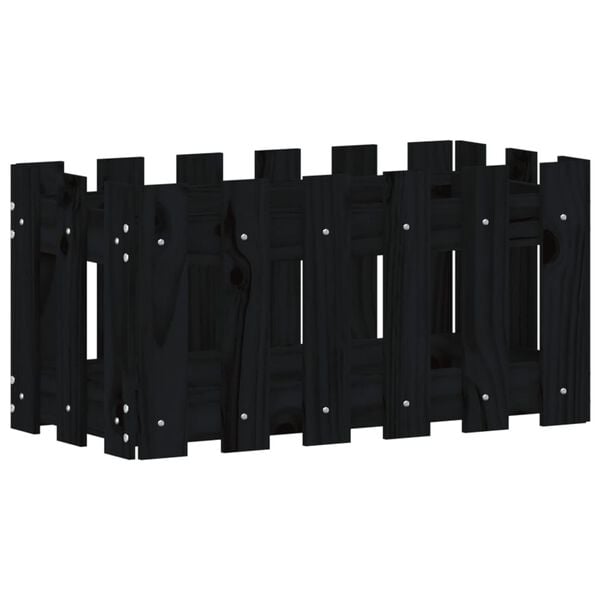 vidaXL Plantekasse med gjerdedesign svart 60x30x30 cm heltre furu