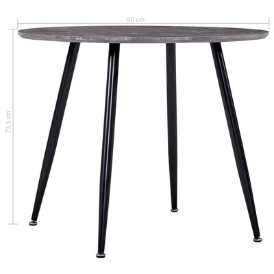 vidaXL Spisebord betong og svart 90x73,5 cm MDF