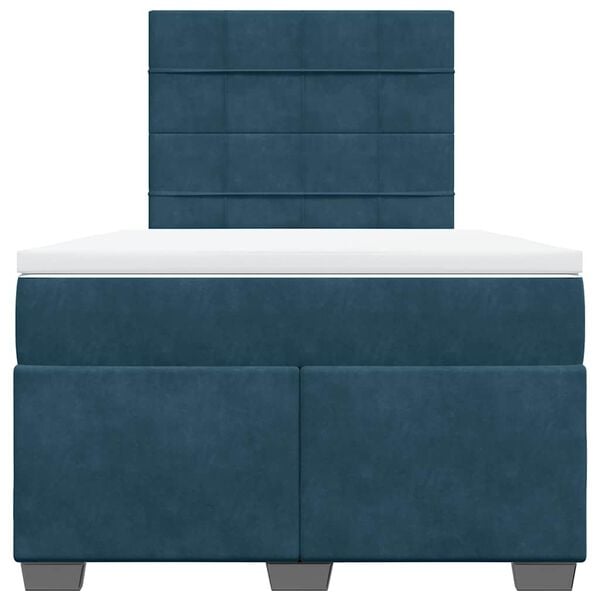 vidaXL Seng med madrass boksfj&aelig;r bl&aring; 120x190 cm fl&oslash;yel