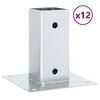 vidaXL Stolpebunner firkantet 12 stk s&oslash;lv 61x61 mm galvanisert st&aring;l
