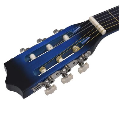 vidaXL Western klassisk gitarsett 12 deler med 6 strenger blå 38"