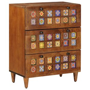 vidaXL Serviesskap Valn&oslash;tt 60 x 33 x 75 cm Massiv mango tre