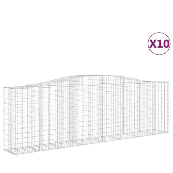 vidaXL Gabionkurver buede 10 stk 400x50x120/140 cm galvanisert jern
