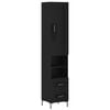vidaXL Highboard svart 34,5x34x180 cm konstruert tre