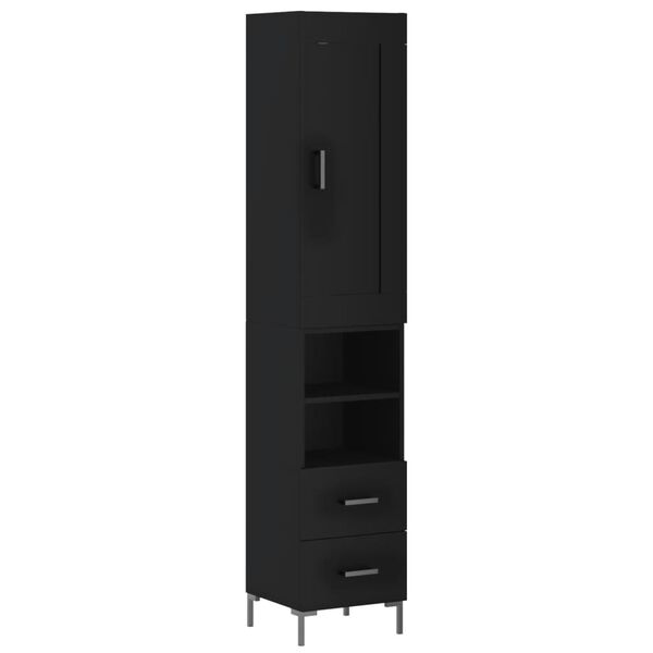 vidaXL Highboard svart 34,5x34x180 cm konstruert tre