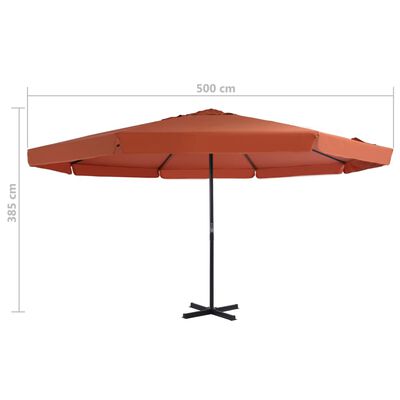 vidaXL Utendørs parasoll med bærbar base terrakotta