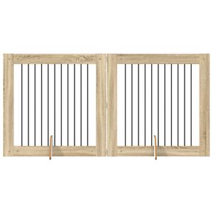 vidaXL Hundegate med stender 2 pcs Sonoma eik 100 x 100 cm