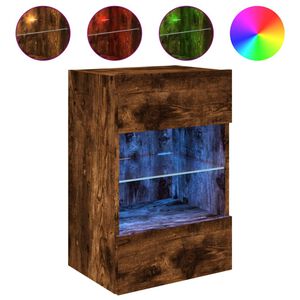 vidaXL Vegghengt TV-benk med LED-lys r&oslash;kt eik 40x30x60,5 cm