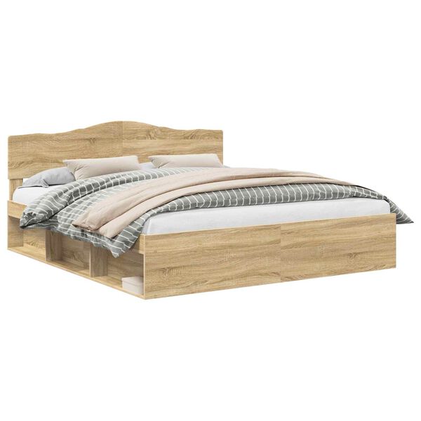 vidaXL Sengestamme med hodegjerde Sonoma 180 x 200 cm Massiv furu