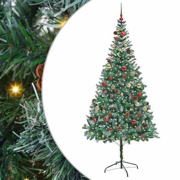vidaXL Kunstig juletre med 300 LED med stativ gr&oslash;nn 210 cm PVC og st&aring;l