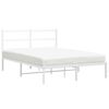 vidaXL Sengeramme i metall med hodegavl hvit 140x190 cm
