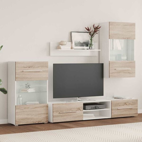 vidaXL TV-enheter med LED 5 deler sonoma eik konstruert tre