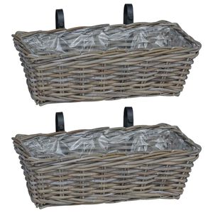 vidaXL Hengende Plantekurv 2 pcs Gr&aring; 48 x 22 x 15 cm Lacak Rattan