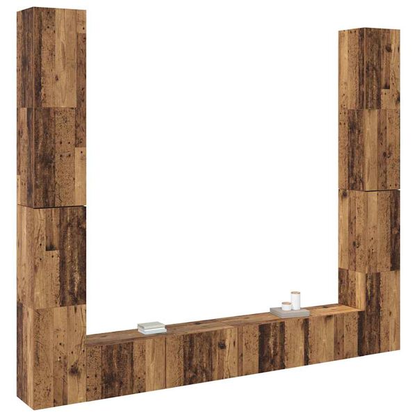 vidaXL Vegghengte TV-benker 6 stk gammelt tre konstruert tre