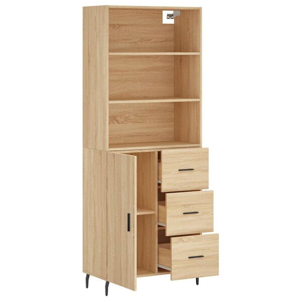 vidaXL Highboard sonoma eik 69,5x34x180 cm konstruert tre