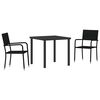 vidaXL Hage Spisegruppe med pute 3 pcs Svart polyrotting