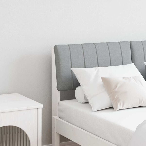 vidaXL Polstret sengegavl Lysegrå 120 cm Massiv furu