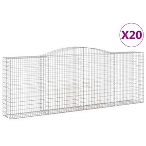 vidaXL Gabionkurver buede 20 stk 400x50x140/160 cm galvanisert jern