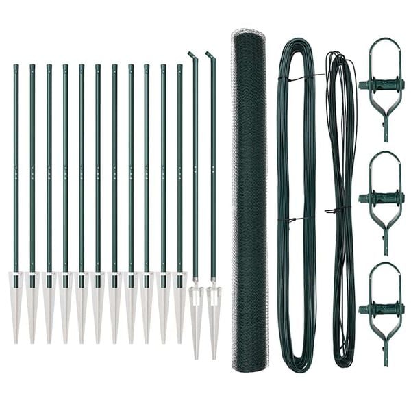 vidaXL Gjerdepåle grønn 25 x 1,6 m (25 mm netting) Stål og PVC