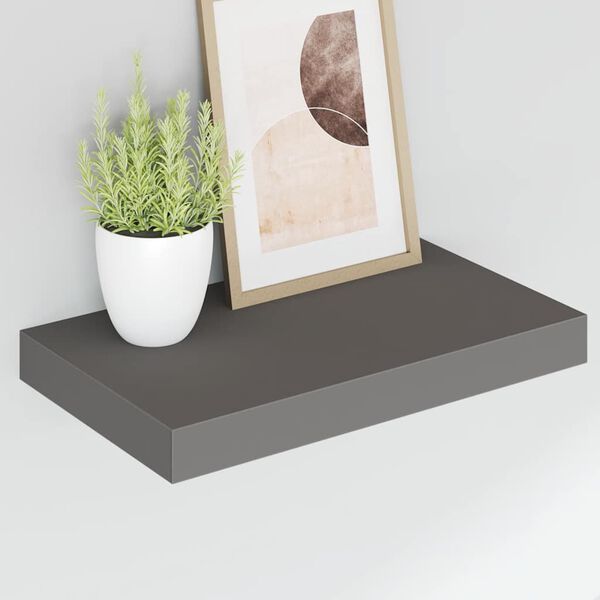 vidaXL Flytende vegghyller 2 stk h&oslash;yglans gr&aring; 40x23x3,8 cm MDF