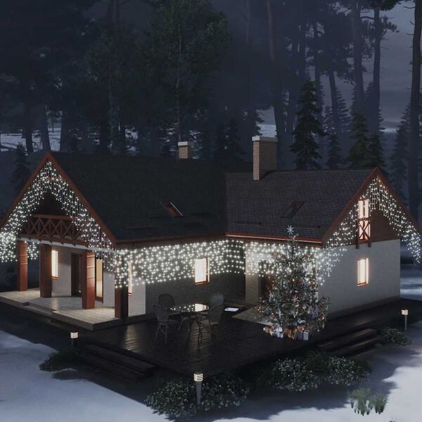 vidaXL LED-lysgardin med istapper 10 m 400 LED kaldhvit 8 funksjoner