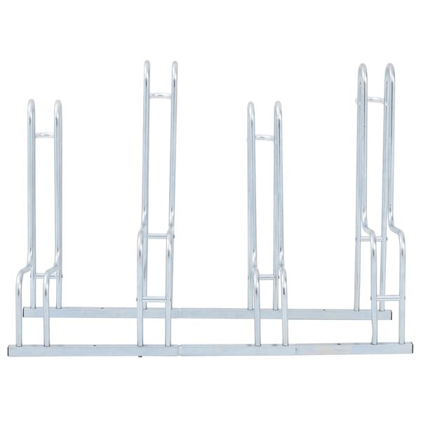 vidaXL Sykkelstativ for 4 sykler gulv frittst&aring;ende galvanisert st&aring;l