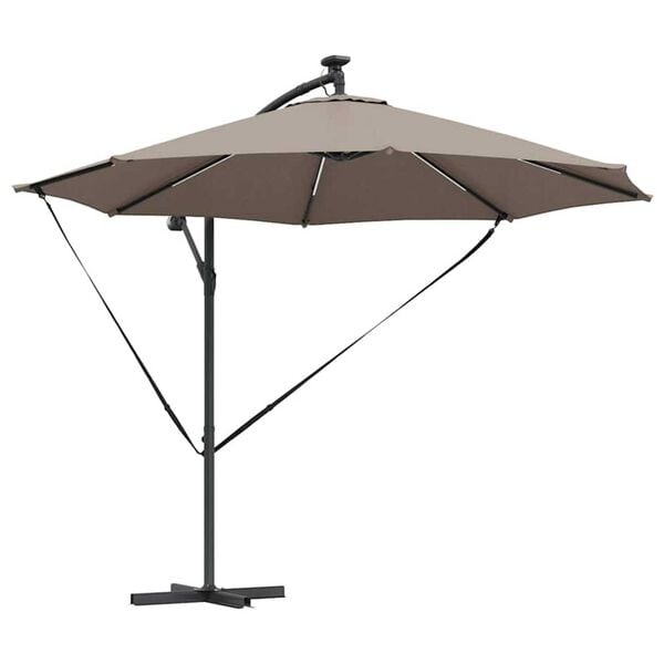 vidaXL Kantilever bananparasol Gråbrun 294 x 294 x 248 cm