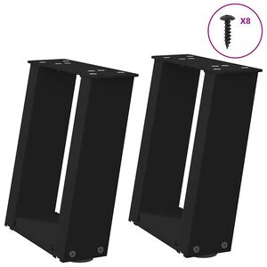 vidaXL Salongbordben U-formet 2 stk svart 30x(30-31) cm st&aring;l